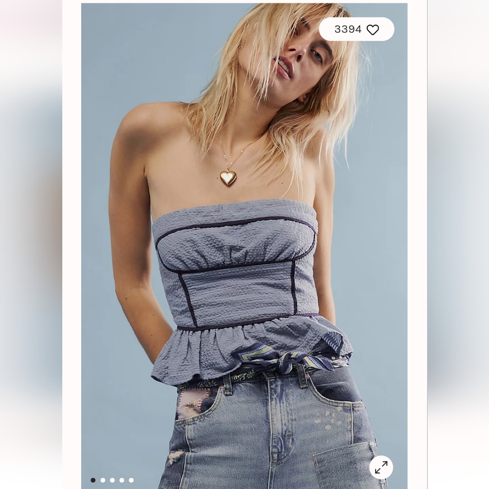 Free People Tara Tube Top, Denim, M